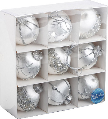 Набор шаров новогодних Волшебная страна SYQB-0124050 / 108668 (9шт, белый)