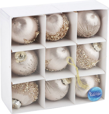 Набор шаров новогодних Волшебная страна SYQB-0124054 / 108511 (9шт, бежевый)