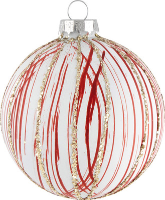 Шар новогодний Волшебная страна Наряд / 108539 (белый/красный)