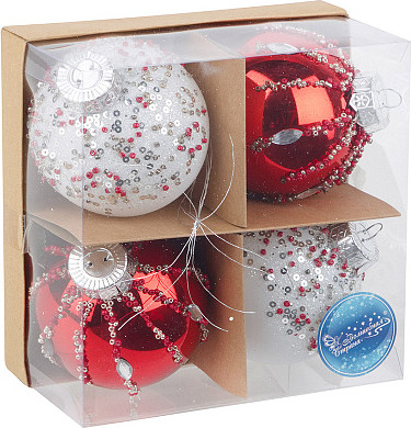 Набор шаров новогодних Волшебная страна SYQB-0124087 / 108535 (4шт)