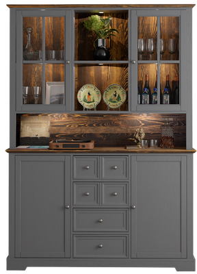 Шкаф с витриной Dipriz Lakeview Д.98026 (бейц винтаж)