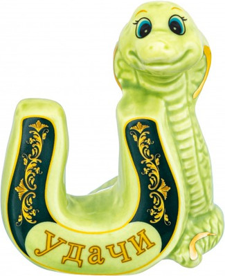 Статуэтка Elan Gallery Змея и подкова / 330921 (зеленый/золото)