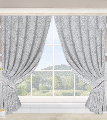 Комплект штор АртПостель Вензель серый для кухни с подхватом Ш.145.180