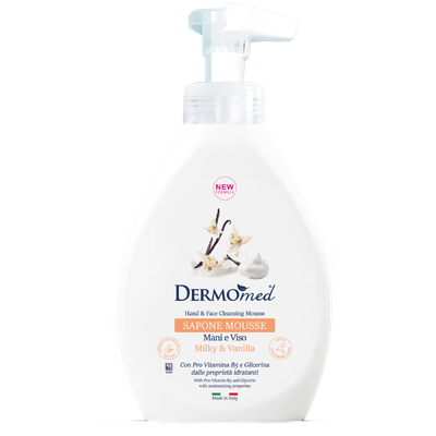 Мыло жидкое Dermomed Milky & Vanilla Очищающий мусс-мыло для рук и лица (500мл)
