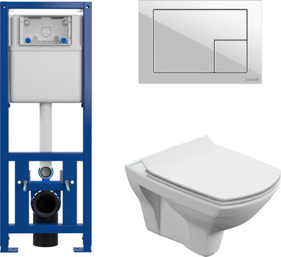 Унитаз подвесной Cersanit Carina New Clean On с инстал. Link Pro (с кнопкой Corner 64077 белый)
