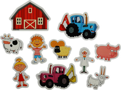 Набор стикеров для ванной Капитошка Синий трактор / STR21