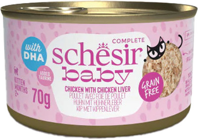 Влажный корм для кошек Schesir для котят с курицей и печенью (70г)