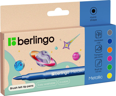Фломастеры Berlingo Metallic / WP_06006 (6цв)