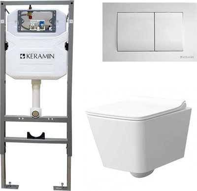 Унитаз подвесной с инсталляцией Керамин Тобаго R МЛ Slim Комфорт c кнопкой K5236-К-EEA1 (микролифт)