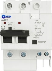 Дифференциальный автомат ЭКМ АД12-22C16-АC-УХЛ4 2P C16 30mA 4.5кА / 330671