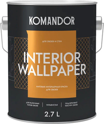 Краска KOMANDOR Interior Wallpaper База А (2.7л, матовый)