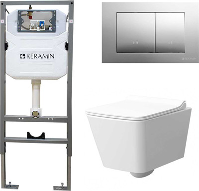 Унитаз подвесной с инсталляцией Керамин Тобаго R Slim МЛ Комфорт c кнопкой K5236-К-EEA4