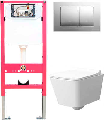 Унитаз подвесной с инсталляцией Керамин Тобаго R Slim МЛ Премиум c кнопкой K5236-К-EEA4