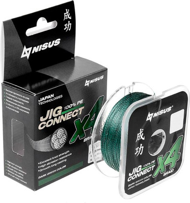 Леска плетеная Nisus Jig Connect X4 PE Dark Green 1.2 0.18mm / T-N-JC-X4-0.18-150-DG (150м)