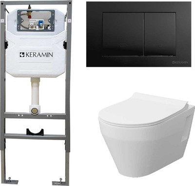 Унитаз подвесной с инсталляцией Керамин Бари Slim МЛ Комфорт c кнопкой K5236-К-EEA2