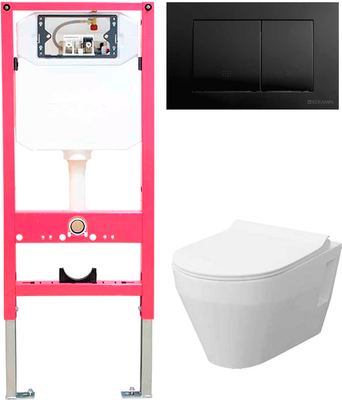 Унитаз подвесной с инсталляцией Керамин Бари Slim МЛ Премиум c кнопкой K5236-К-EEA2