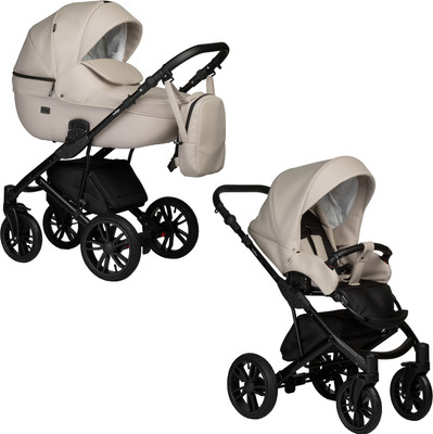 Детская универсальная коляска INDIGO Mio Eco 2 в 1 (02, светло-бежевая кожа)
