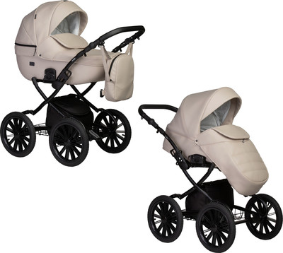 Детская универсальная коляска INDIGO Mio Eco Plus 14 2 в 1 (02, светло-бежевая кожа)