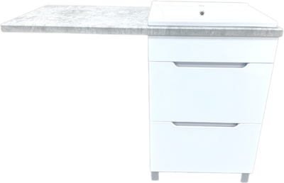 Тумба с умывальником Гамма Р23оФ8-У55 Атрия-9055 со столешницей (левая, бетон светлый)