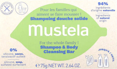 Мыло твердое Mustela Шампунь и очищающее мыло для тела (75г)