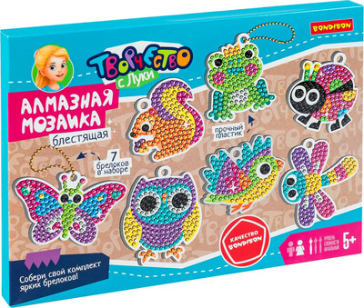 Набор для творчества Bondibon Алмазная мозаика блестящая. Брелоки. Лесные жители / ВВ6326