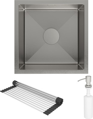 Мойка кухонная Roxen Uno 560210-44 под столешницу с ролл-матом и дозатором (сатин)