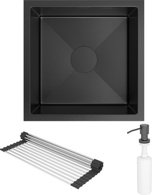 Мойка кухонная Roxen Uno 560210-44B PVD под столешницу с ролл-матом и дозатором (графит)