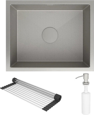Мойка кухонная Roxen Uno 560210-54S под столешницу с ролл-матом и дозатором (сатин текстурный)