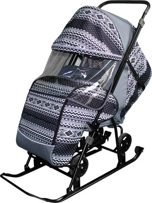 Санки-коляска GalaXy Снежинка Универсал 1 (черная Финляндия)