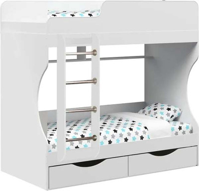 Двухъярусная кровать детская Капризун 15 с ящиками / Р455 (белый)