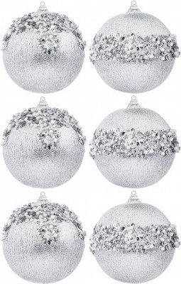 Набор шаров новогодних Elan Gallery Жемчужная россыпь / 970133 (серебристый)