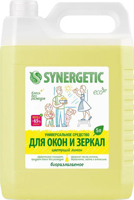 Средство для мытья стекол Synergetic Биоразлагаемое. Цветущий лимон (5л)