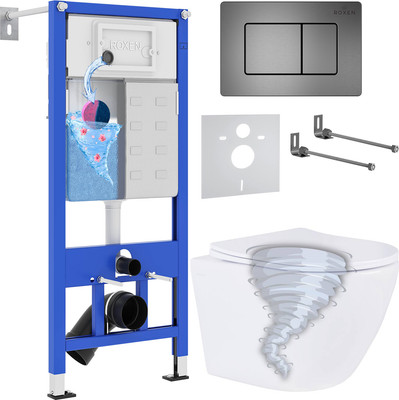 Унитаз подвесной с инсталляцией Roxen StounFix Dual Fresh 968391