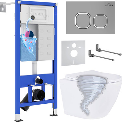 Унитаз подвесной с инсталляцией Roxen StounFix Dual Fresh 968387