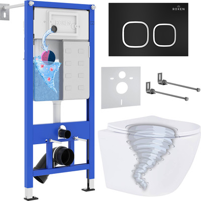 Унитаз подвесной с инсталляцией Roxen StounFix Dual Fresh 968377