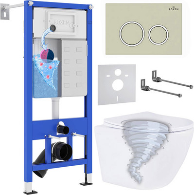 Унитаз подвесной с инсталляцией Roxen StounFix Dual Fresh 968346