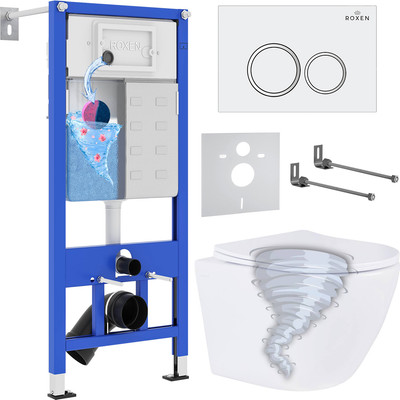 Унитаз подвесной с инсталляцией Roxen StounFix Dual Fresh 968335