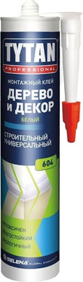Клей Tytan Professional Монтажный Дерево и Декор 604 / 16370 (290мл, белый)