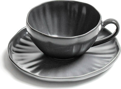 Чашка с блюдцем Stenova Home Lotus 61411136 (черный фарфор)