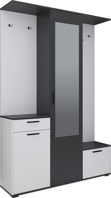 Секция в прихожую Интерлиния Вита-7 (белый платинум/антрацит)