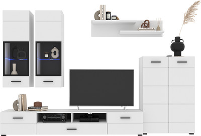 Горка для гостиной Интерлиния Neo-1 без подсветки (белый платинум/белый)