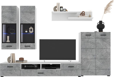 Горка для гостиной Интерлиния Neo-1 с подсветкой (керамика/белый)