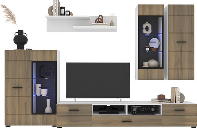 Горка для гостиной Interline Neo-2 без подсветки (дуб вотан/белый)