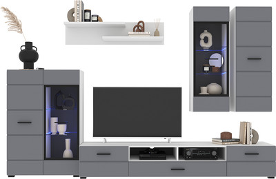 Горка для гостиной Interline Neo-2 без подсветки (серый/белый)