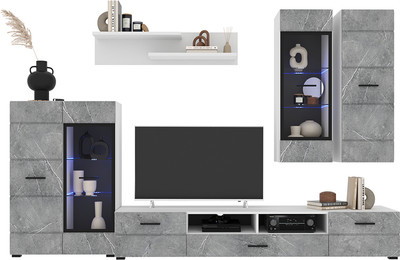 Горка для гостиной Интерлиния Neo-2 с подсветкой (керамика/белый)