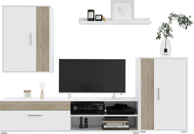 Горка для гостиной Интерлиния Neo-4 (дуб сонома/белый платинум)