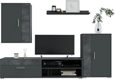 Горка для гостиной Интерлиния Neo-4 (бетон портленд/антрацит)