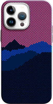 Чехол-накладка Luxo Горный пейзаж J274 для iPhone 15 Pro (черный/фиолетовый)