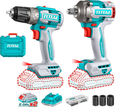 Набор электроинструмента TOTAL TDLI204531 + TIWLI2040 / TCKLI20271