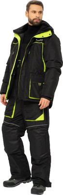 Костюм для охоты и рыбалки Huntsman Elbrus -35°C (р.52-54/170-176, черный/лайм)